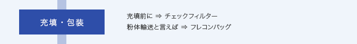 【充填・包装】充填前に ⇒ チェックフィルター。粉体輸送と言えば ⇒ フレコンバッグ